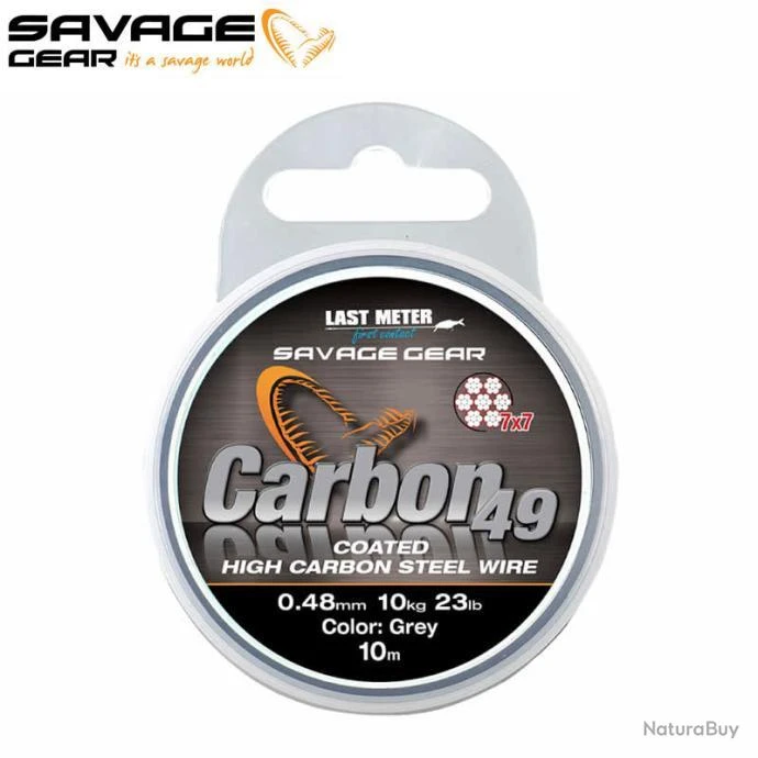 Bas De Ligne Tresse Acier Carbon49 Steelwire 10M Savage Gear Coated Grey 50lbs 3 Bas De Ligne Tresse Acier Carbon49 Steelwire 10M Savage Gear Coated Grey 50lbs