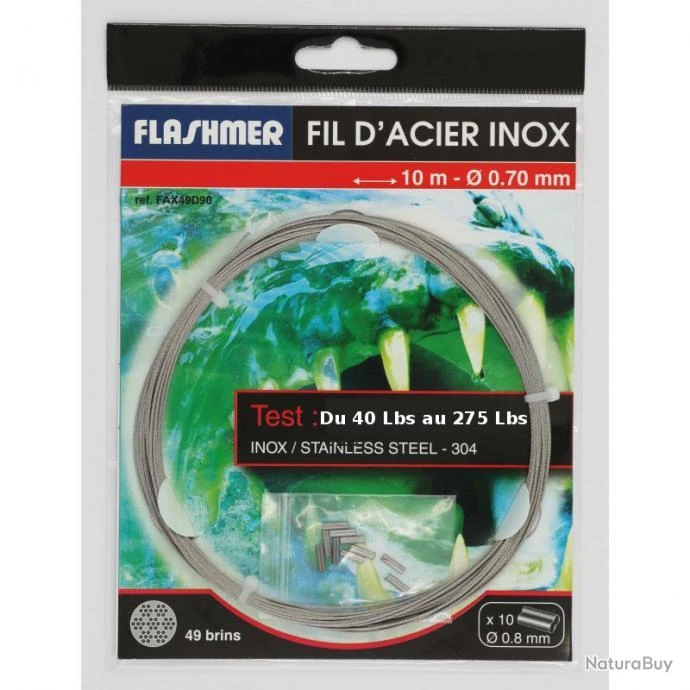 FIL D'ACIER INOX 49 BRINS - 10m 2.20 Mm 3 FIL D'ACIER INOX 49 BRINS - 10m 2.20 Mm