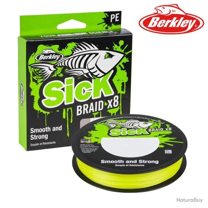 Ligne Tresse Berkley Sick Braid Fluo Green 150m 0.06mm 3 Ligne Tresse Berkley Sick Braid Fluo Green 150m 0.06mm