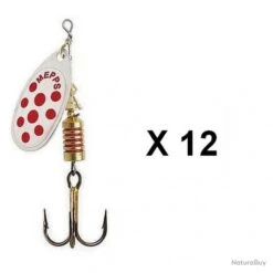 Mepps - Cuiller Mepps Aglia Toutes Couleurs Par 12 2 ARGENT POINTS ROUGE