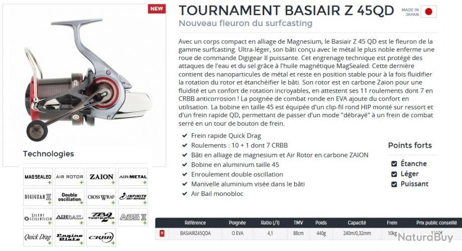 Tournament Basiair Z 45 QD A Moulinet Daiwa 4 Tournament Basiair Z 45 QD A Moulinet Daiwa – Image 2