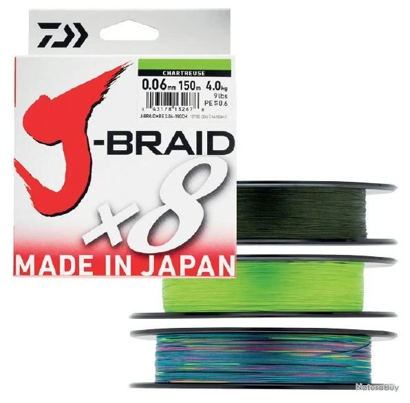 J-Braid X 8 300 M Multicolore Tresse Daiwa Ø 0.18 Mm / PE 1.5 / 12.0 Kg / 20.5 Lbs 6 J-Braid X 8 300 M Multicolore Tresse Daiwa Ø 0.18 Mm / PE 1.5 / 12.0 Kg / 20.5 Lbs – Image 4